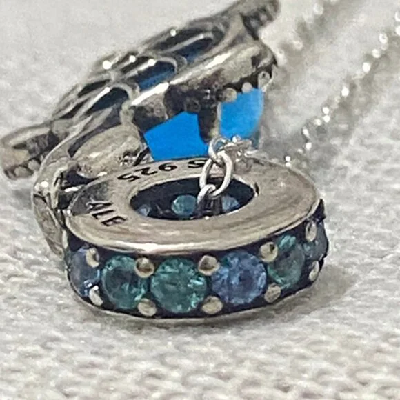 Pandora Turtle Necklace With Blue Diamonds - Picture 4 of 5
